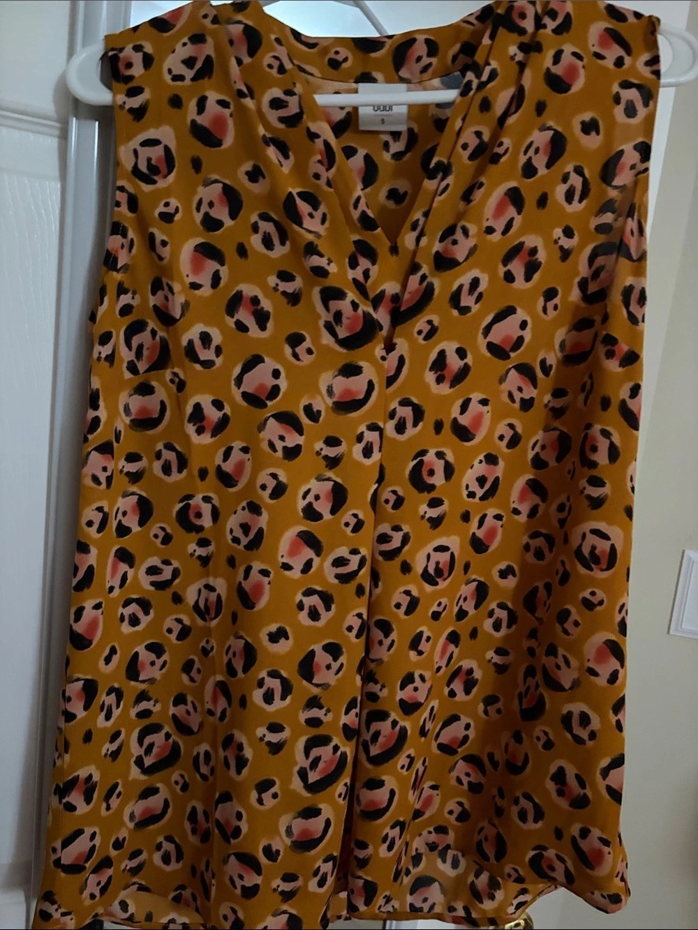 cabi Prowl Top Animal Print Blouse Brown & Pink Small